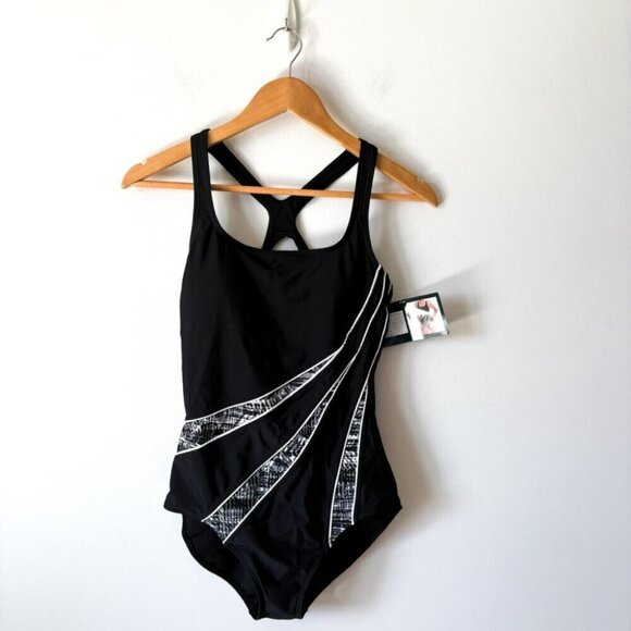 Roots NWT One Piece Bathing Swim Suit Black Size 6 - Picture 2 of 7